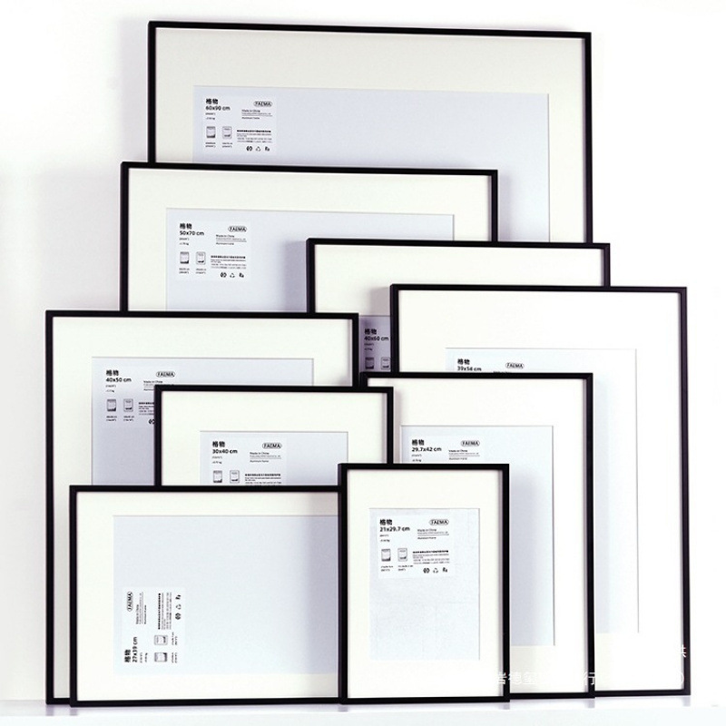 Black Photo Frame Wall Hanging A4 Certificate A3 License Frame 4K8K50X70 60X90 Narrow Picture Frame Framed Poster Frame