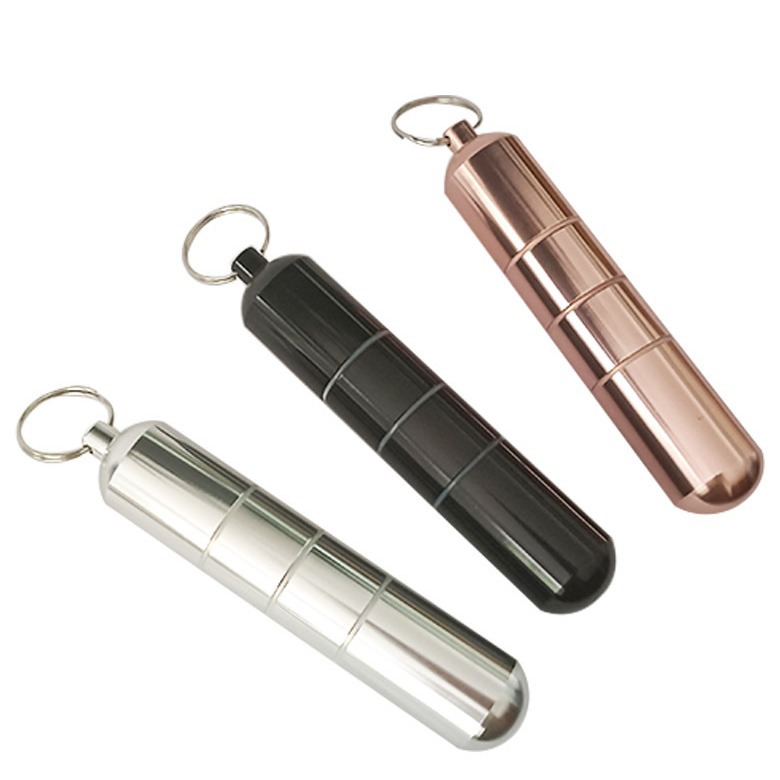 In-Stock Multi-Section Aluminum Alloy Metal Sealed Container with Carabiner, Cigarette Case, Detachable and Freely Combinable, Storage Cotton Swab Bottle