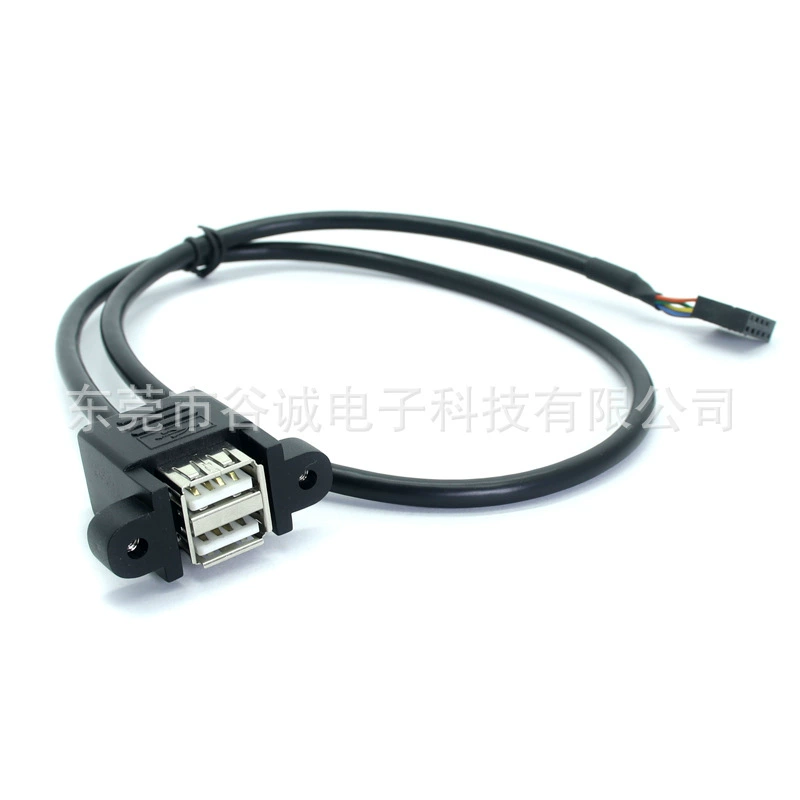 Пользовательский горизонтальный порт двойной USB2.0 AF пара 2*4Pin DuPont разъем подключение с винтами для фиксации кабеля передачи данных