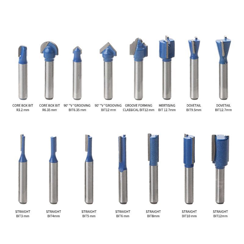 35件套木工铣刀 修边机刀头雕刻刀倒角刀电木铣组合套装1/4柄套装