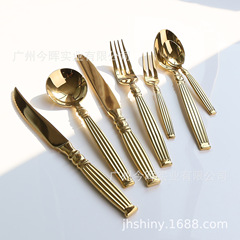 フランス式軽豪華18-10ステンレス新ローマ柱レトロ洋食ナイフフォークメインスプーン304デザートスプーンケーキフォーク