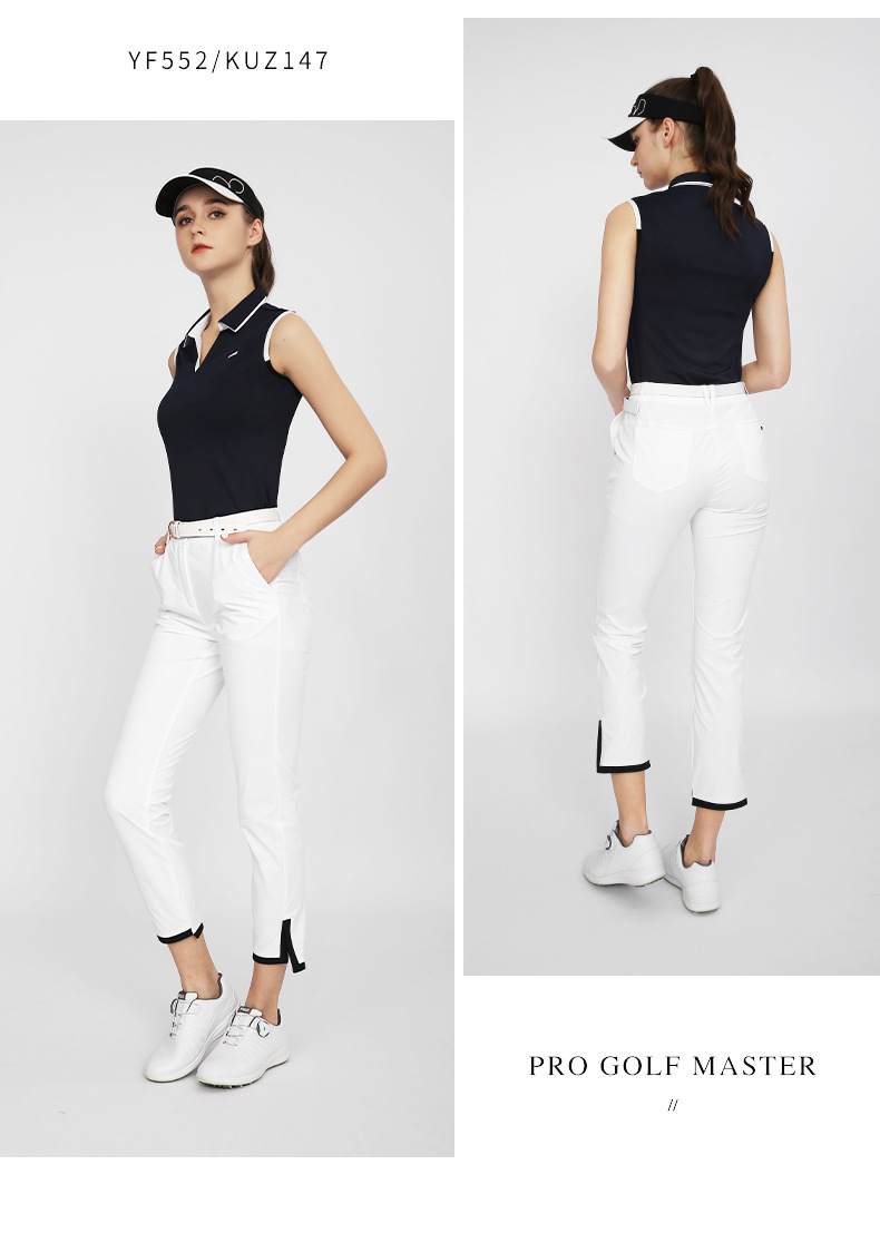 Áo thun ngắn tay giảm béo mùa hè nữ PGM golf, áo thể thao không tay thoáng khí — KUZ147-Quần Trắng, YF552-Áo màu trắng, KUZ147-quần đen, YF552-Áo màu xanh nước biển chi tiết 8