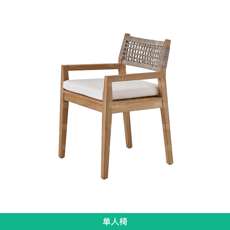 Mesas y sillas de teca para exteriores, mesa larga de madera maciza para patio de villa, muebles anticorrosivos para exteriores, mesas y sillas de ocio para jardín y balcón. image 8