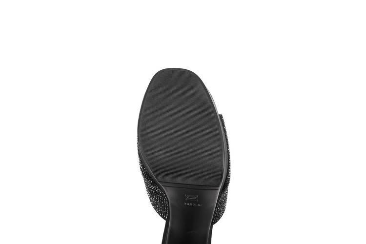 Sandal cao gót nữ quai một dây đính đá, gót nhọn 9 cm, đế platform — đen chi tiết 11