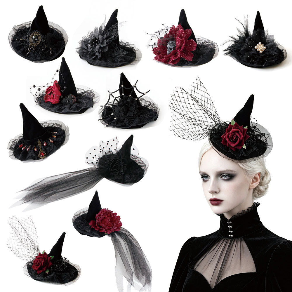 Amazon's best-selling bridal headwear: vintage mesh top hats, feather hair accessories, jockey club wizard hats, and witch hats collection