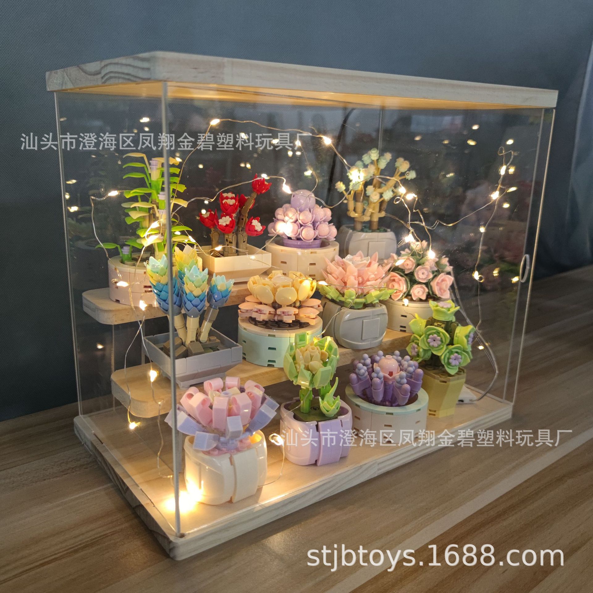 JAKI Jiaqi bloques de construcción suculenta olla montaje decoración interior simulación flor planta juguete lindo regalo la muchacha