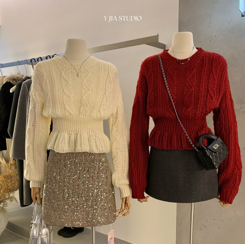 Clearance Sale, No Returns or Exchanges, Autumn and Winter Korean Style Festive Vibe Versatile Cable Knit Waist-Cinching Slimming Warm Sweater Women's Clothing 1538 Clearance Sale, No Returns or Exchanges, Autumn and Winter Korean Style Festive Vibe Versatile Cable Knit Waist-Cinching Slimming Warm Sweater Women's Clothing 1538