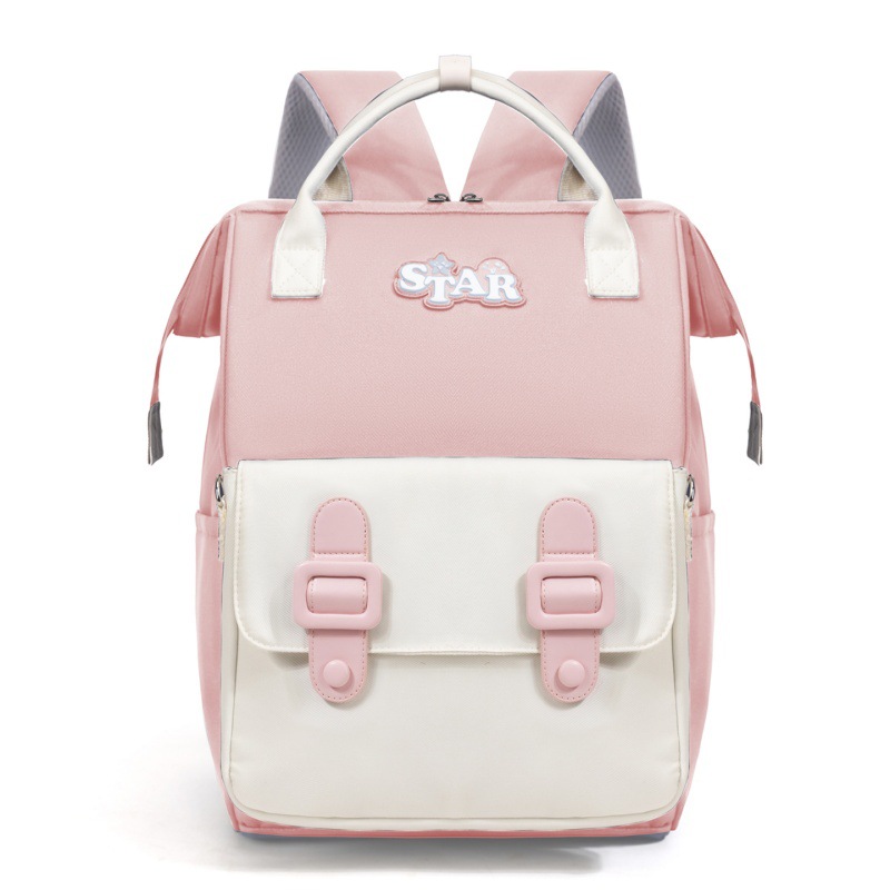 Contrast Color Backpack Mommy Bag Travel Baby Supplies Storage Bag Mommy Travel Mother and Baby Bag Multifunctional