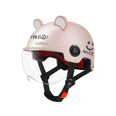 Motorcycle Safety Supplies Helmet for Women, Cute Half Helmet - new-national-standard-pink-short-transparent-free-cute-ears-one-size-fits-all