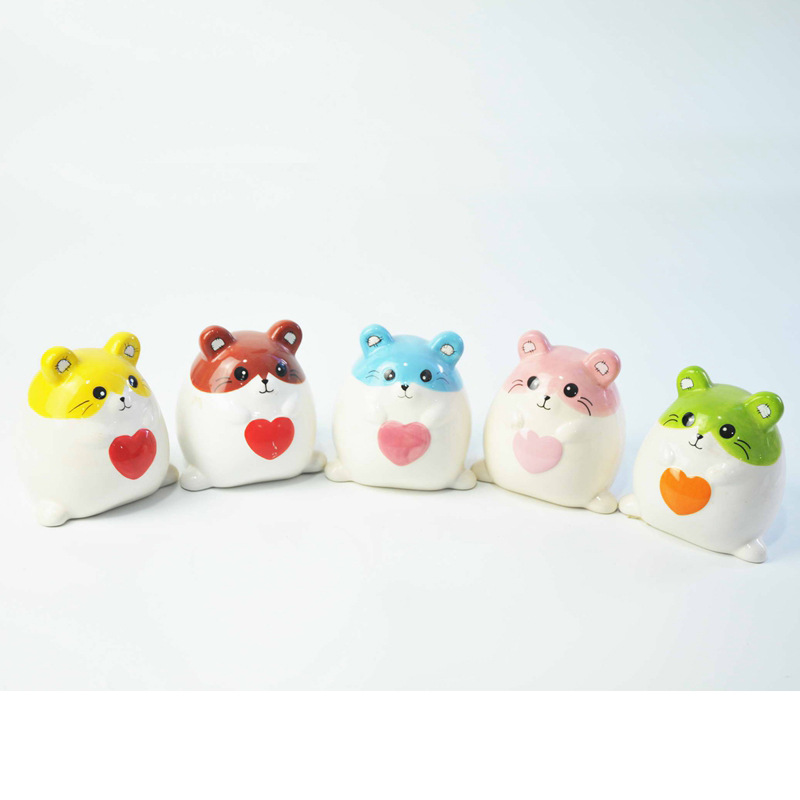 Cerámica de color súper linda y linda, mini adornos de animales pequeños, monedas, hucha, hucha, regalos para bebés y niños