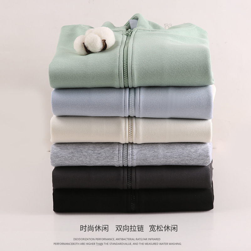 Heavy-duty, thickened zip-up hoodie with hood&mdash;unisex design, 380g weight, oversized fit, trendy European and American style sweater coat