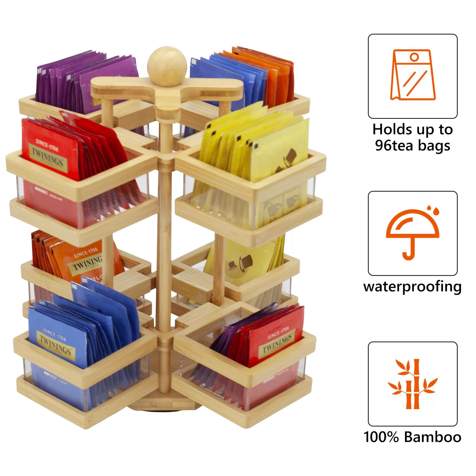Деревянная стойка для хранения кофе Вращающаяся сетка для чая в пакетиках с сахаром стойка для хранения в баре двухслойная стойка для напитков