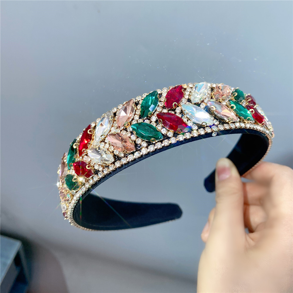 Fashion Crystal Wide-edge Diamond Gemstone Headband display picture 1