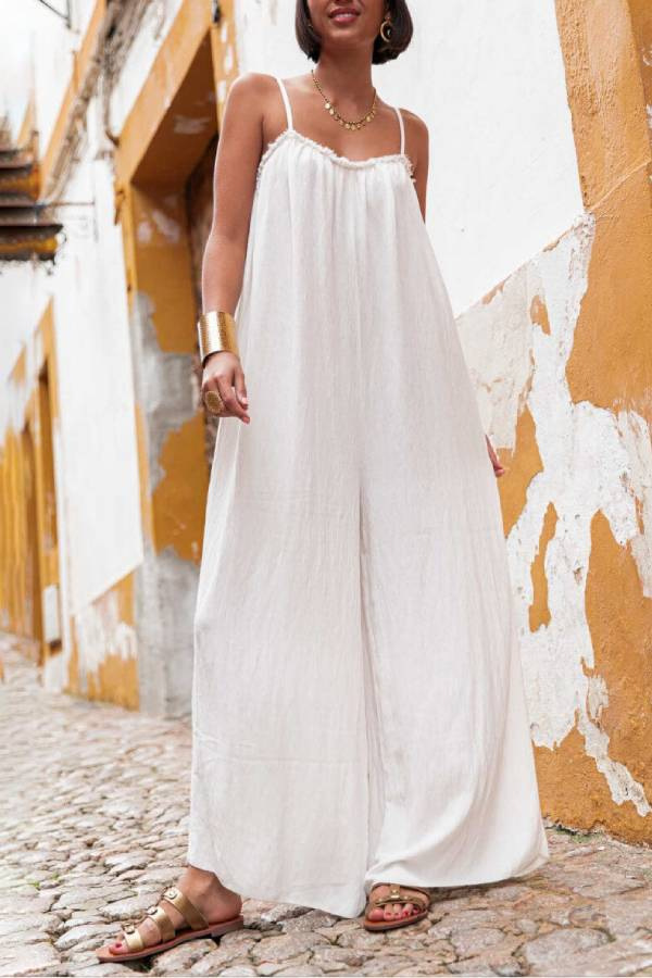 Women's Loose Fit Backless Halter Linen Jumpsuit – Casual Beach Resort Romper For Summer_ecoleips.com