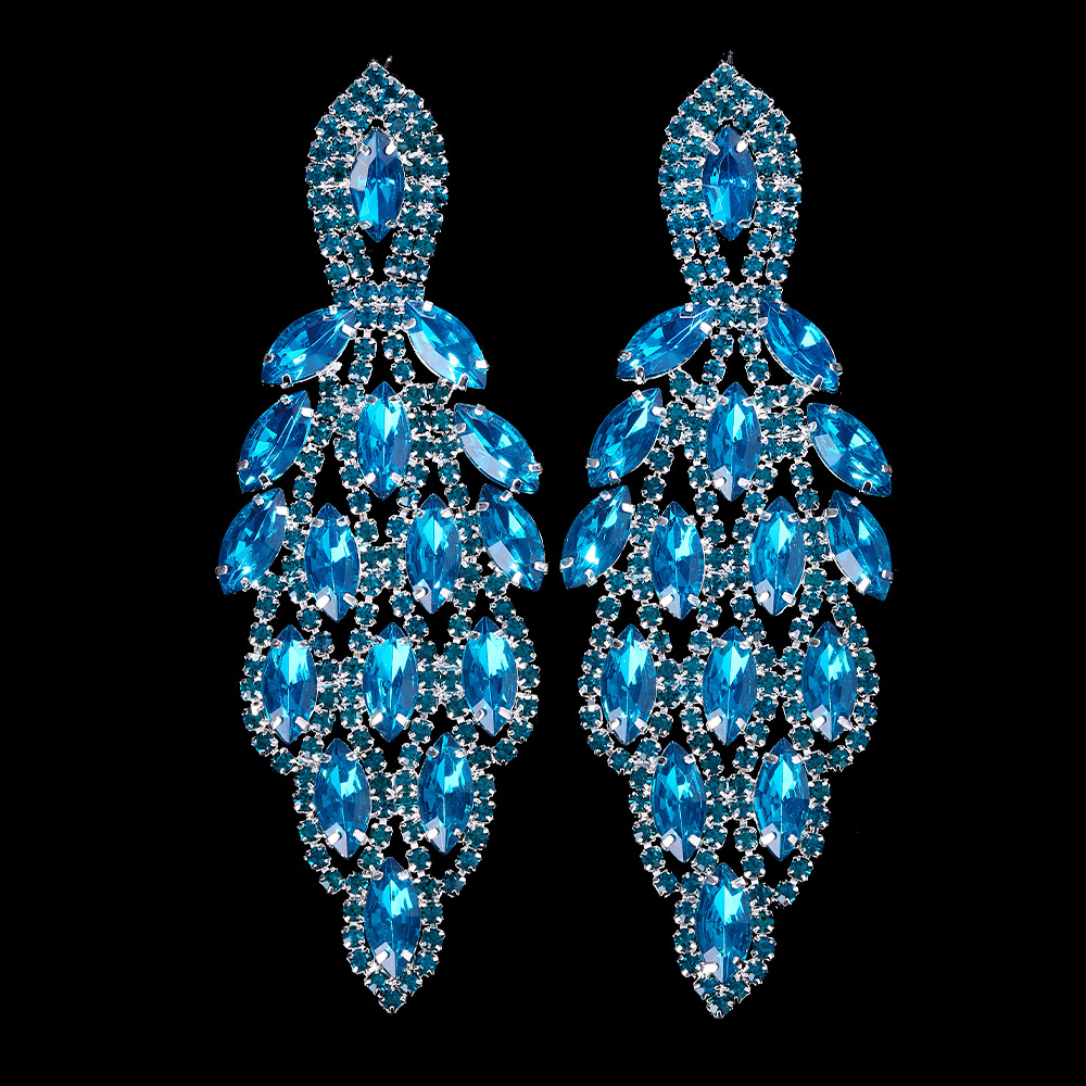 Retro Water Droplets Alloy Rhinestone Drop Earrings Crystal Earrings 1 Pair
