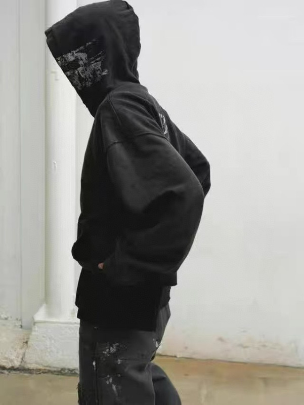FARFROMWHAT Vibe风破旧袖子破洞设计解构连帽卫衣男女同款美式潮|undefined