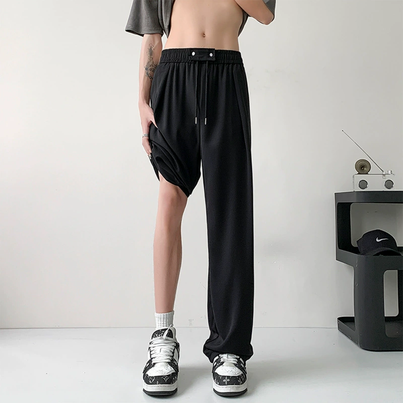 Летние тонкие ледяные брюки для мужчин прохладно быстро сушить дышащий повседневный кондиционер 2024 новые мужские брюки с подвеской