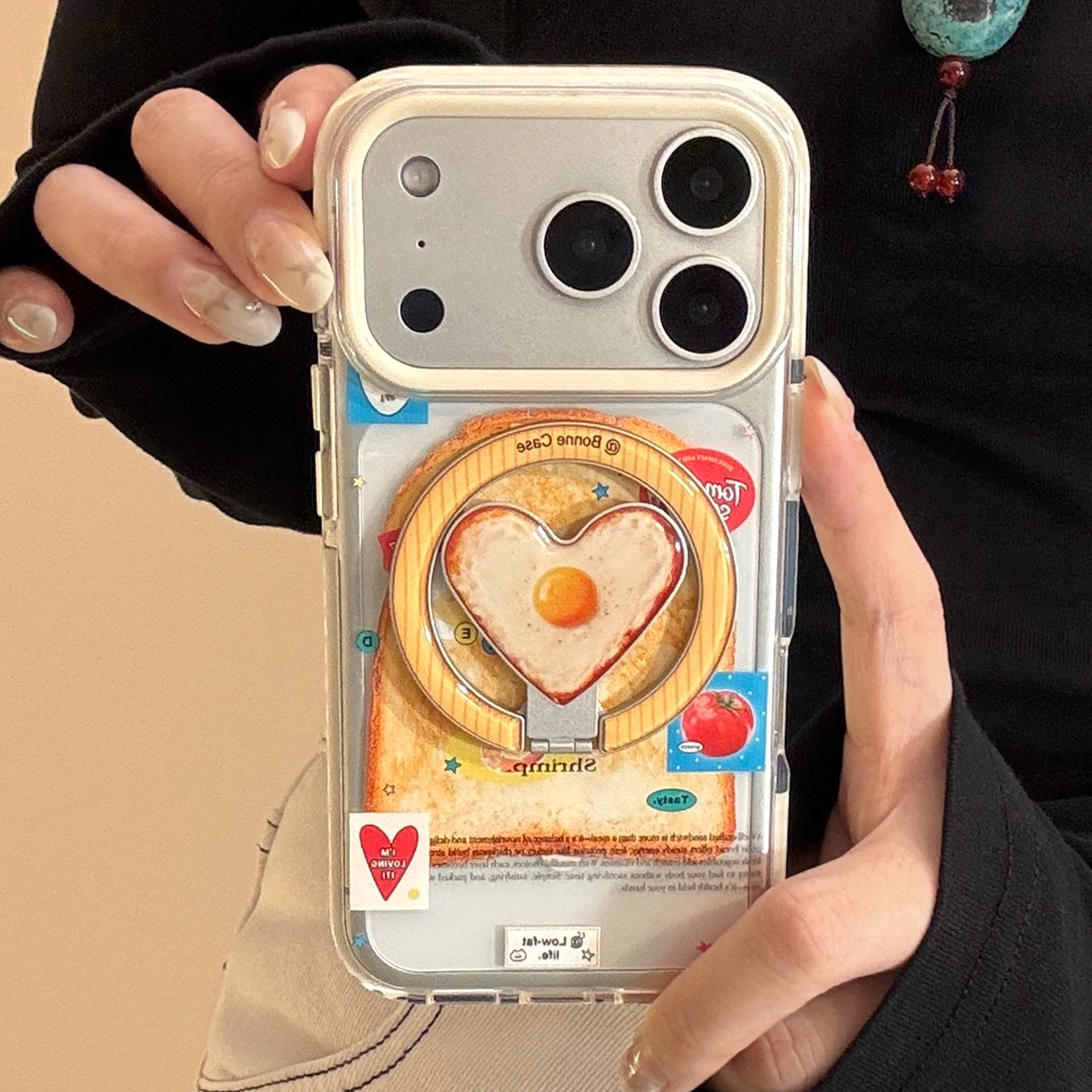 Magnetic Transparent Phone Case With Fried Egg Design For Iphone_voghion.com