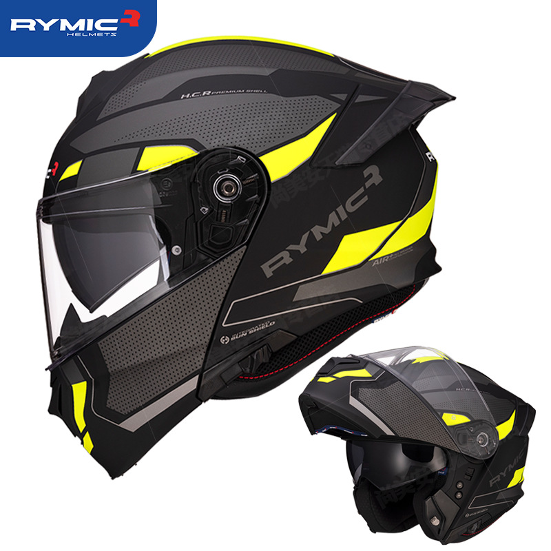 Casco de motocicleta Ruimi, motocicleta para hombres y mujeres, casco de doble espejo, ranura Bluetooth totalmente cubierta, cola grande de cuatro estaciones 3C