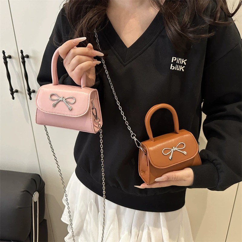 Fuchsia universal handheld shoulder bag with bow, summer one-shoulder bag