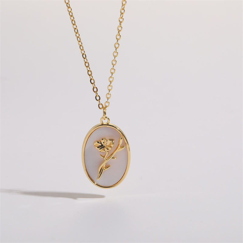 Fashion Eye Flower Copper Plating Inlay Shell Zircon Pendant Necklace 1 Piece