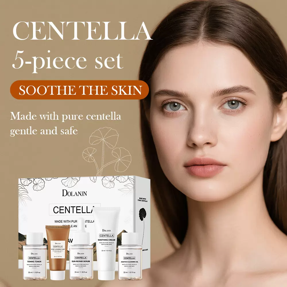 跨境积雪草套装旅行便携式面部套盒舒缓面霜洁面油护肤品外贸批发