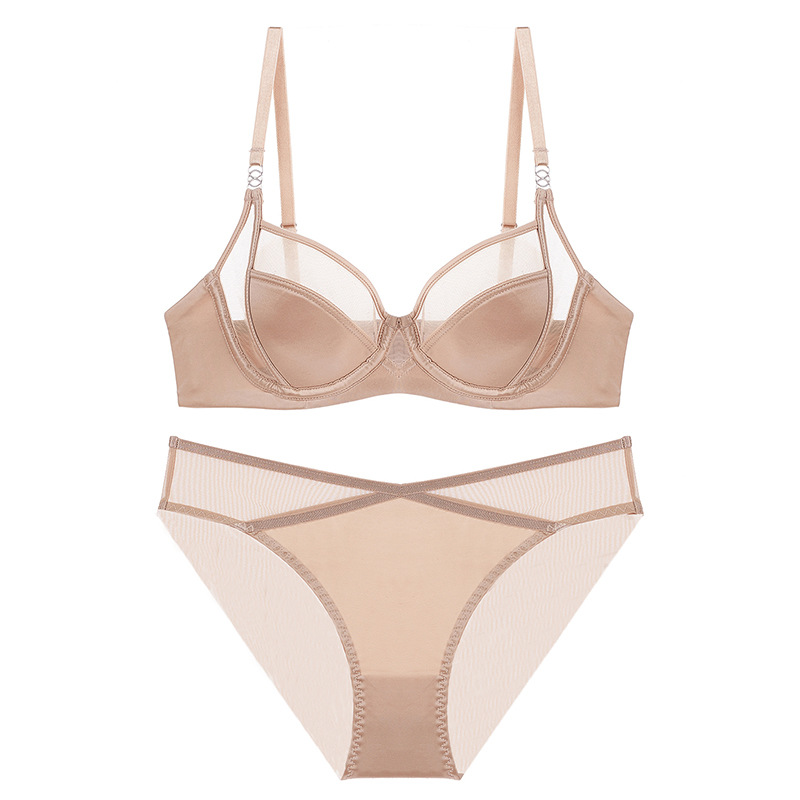 New French lingerie style thin cup, large chest, small collection, soft steel ring, comfortable bra set in red_voghion.com