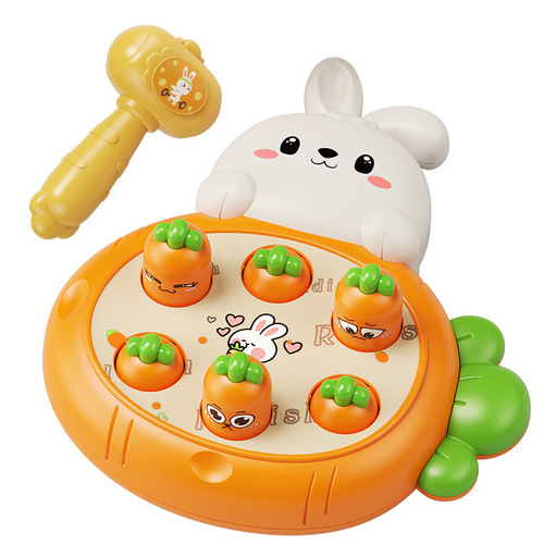 Cute rabbit whacking a mouse with a sucker parent-child interactive desktop game, early childhood knock toys