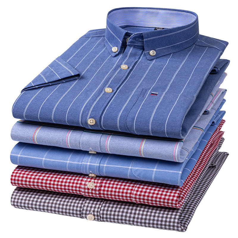 Summer New Cotton Short-sleeved Shirt plus size Youth Men's Cotton Casual Shirt Daily All-match T-shirt Top