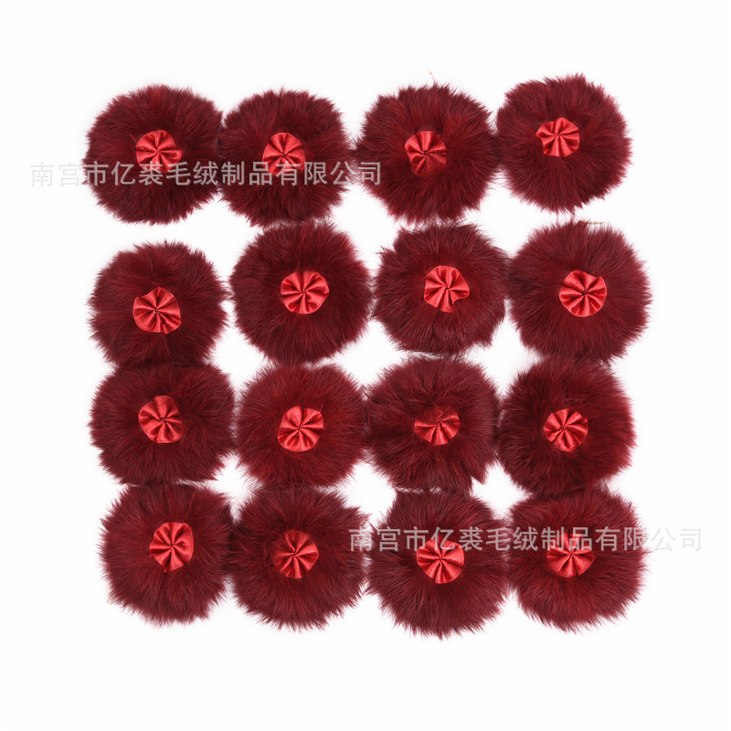 批发7cm兔毛丝带花皮毛辅料兔毛花家兔毛绒胸花皮草水貂毛球盘扣