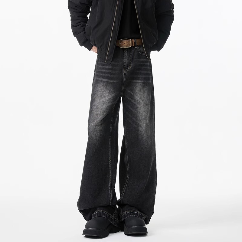 Men's Cleanfit Jeans American High Street Style Whiskered Washed Vintage Loose Straight-Leg Pants Spring New Men's Fashion Men's Cleanfit Jeans American High Street Style Whiskered Washed Vintage Loose Straight-Leg Pants Spring New Men's Fashion