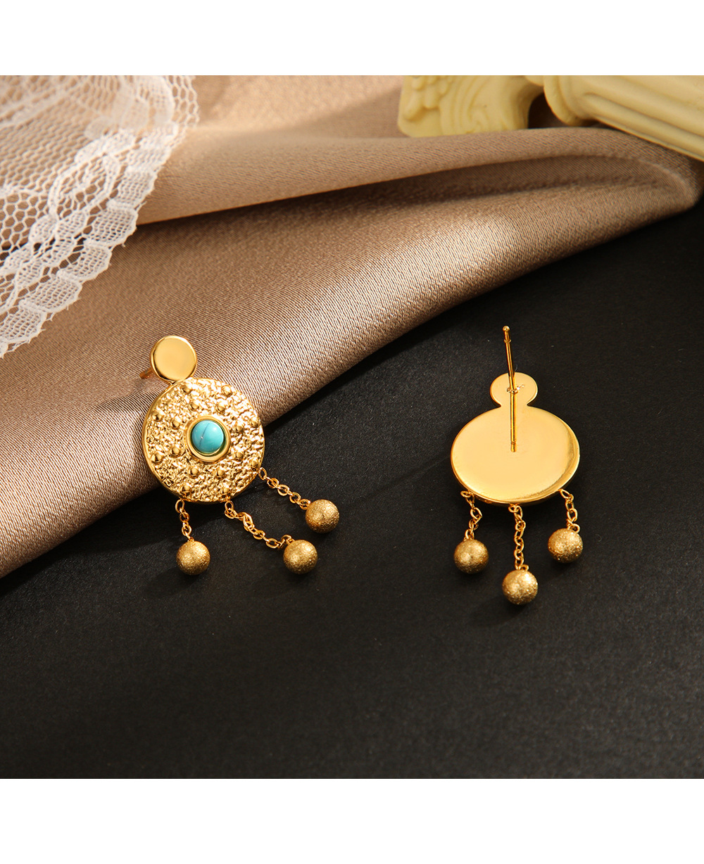 Fashion Geometric Stainless Steel Plating Turquoise Drop Earrings 1 Pair