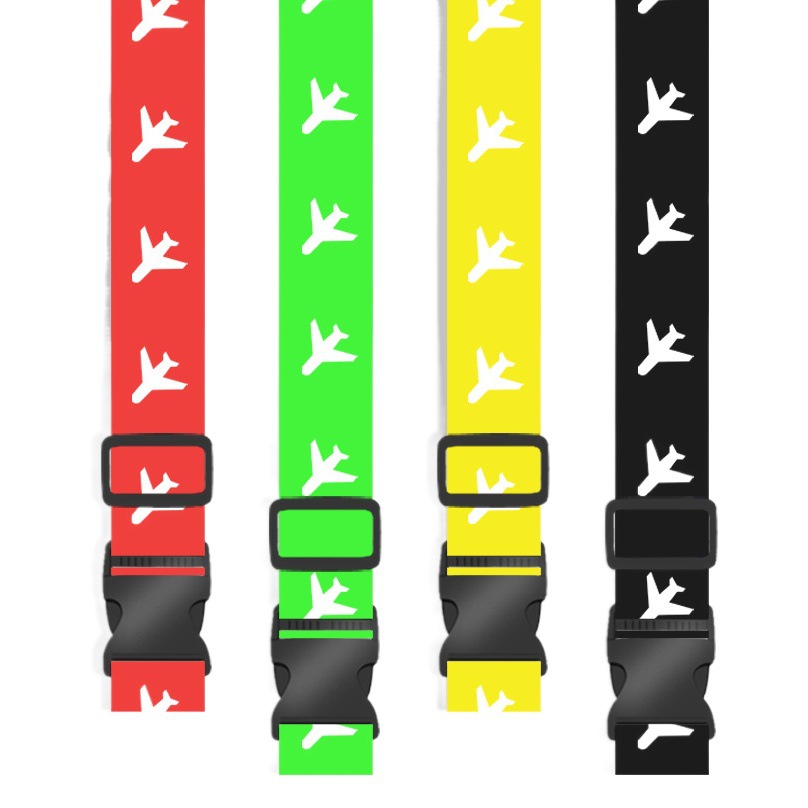 Cross-border polyester one-word luggage strap solid color aircraft luggage strap combination lock TSA Customs lock luggage strap