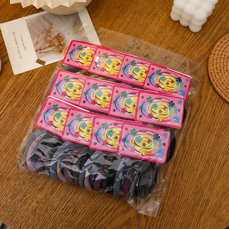Ventas transfronterizas directas coreanas de alta elasticidad de color sólido no dañan la cuerda de cabello 72 bolsas de tarjeta de clavos sin costuras anillo de toalla anillo de cabello