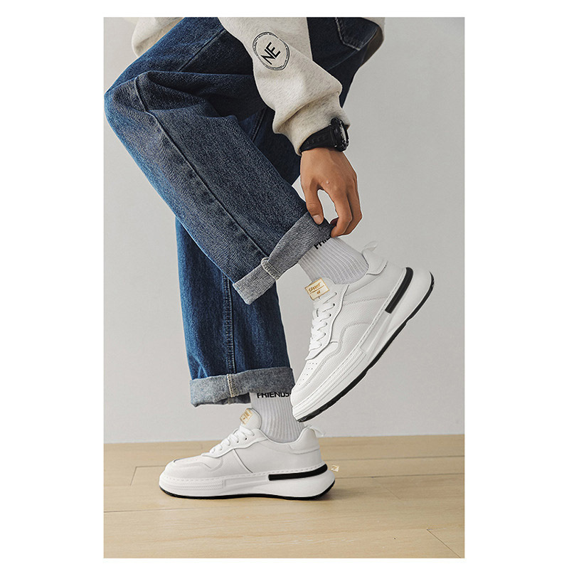 ShoeGlobe New Fashion Winter Plush Low-top Dad Trendy Versatile Thick-soled Sports Casual Men's White Shoes_voghion.com