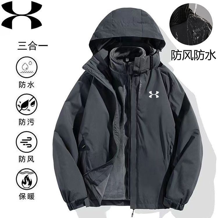 アンマ春秋突撃服男女新型UA防風防水三合一カップル保温ジャケット登山コート|undefined