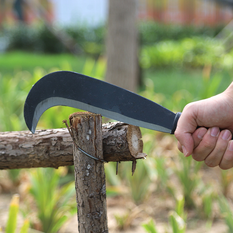 Fabricantes de acero de manganeso al por mayor cuchillo de leña agrícola hoza cortar cuchillo de cosecha doméstico de doble propósito cimeta de mango largo cortador de césped