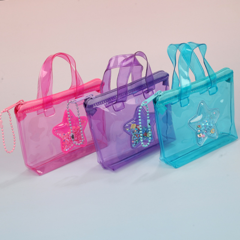 Zipper Closure Type Women's Star Solid Color PVC Zipper Coin Purses