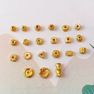 Ancient S925 Silver Gold-Plated Spacer Bead Bracelet Necklace Handmade DIY Beaded Jewelry Accessories Wenwan Accessories