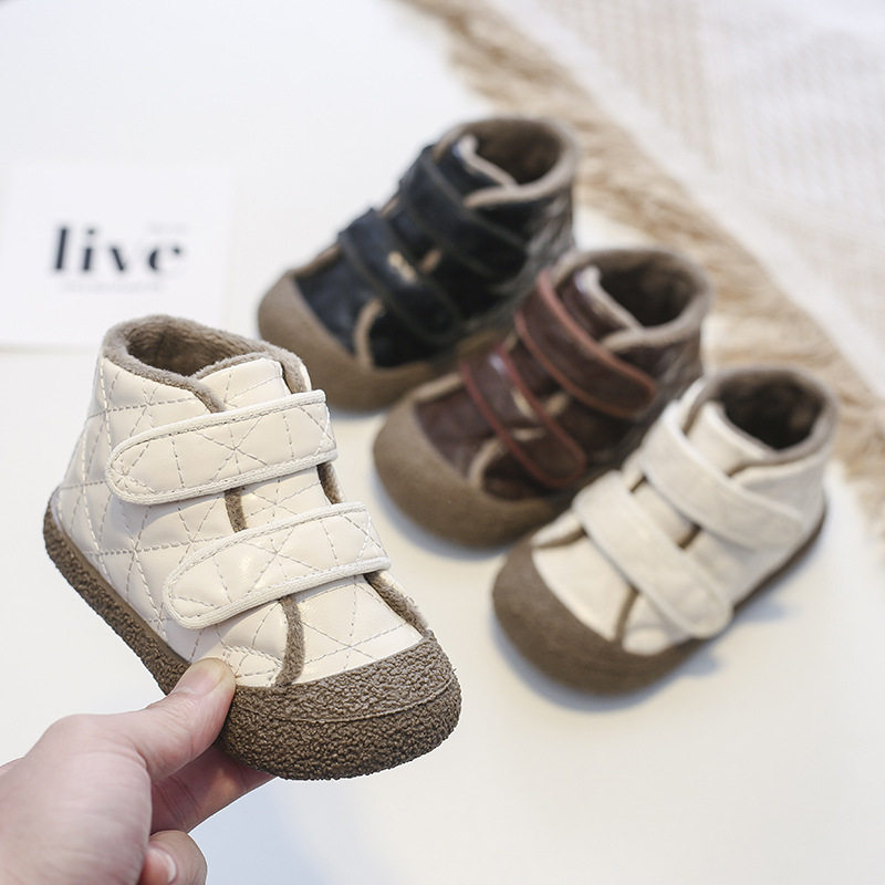 Women's Baby Shoes Korean Leather Shoes Children's Toddler Shoes Girl's Boots Baby Shoes Soft-soled Princess Children's Cotton Boots