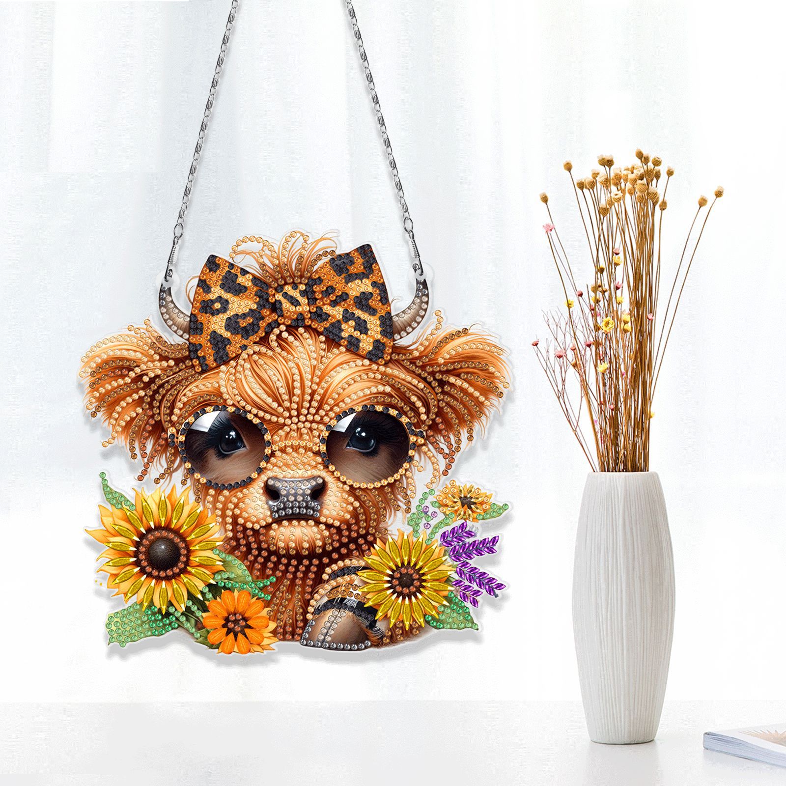 Pintura de diamantes DIY círculo dibujos animados colgante genio Navidad sala de estar decoración pintura distribuible