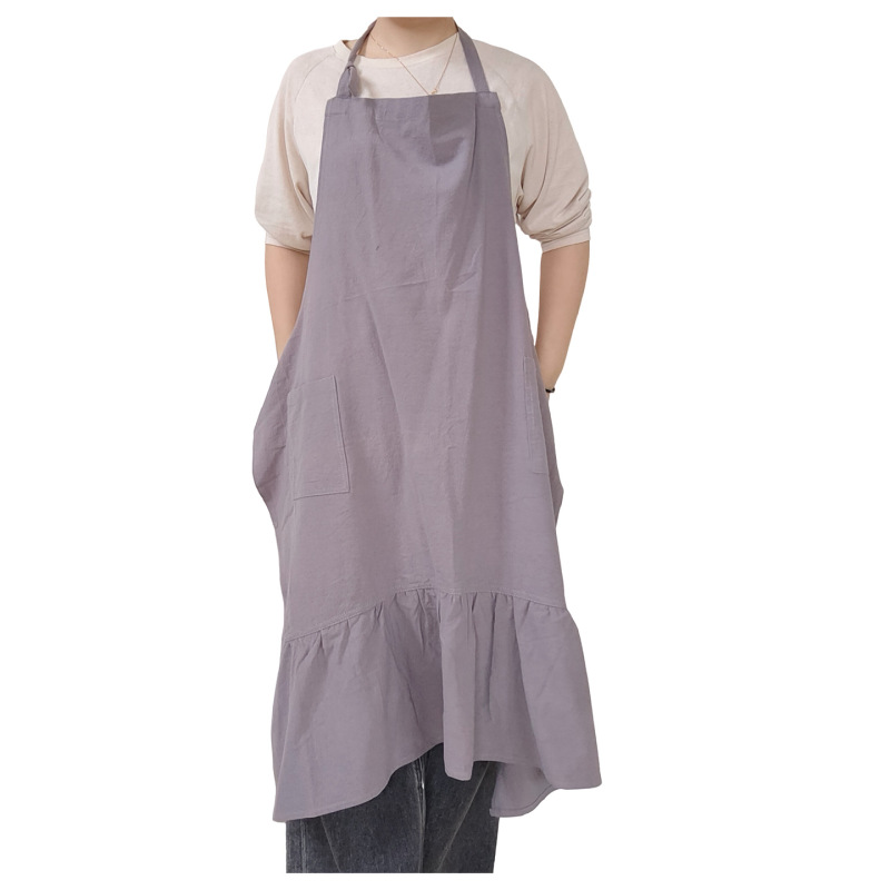 Ins Japanese Simple Halterneck Cotton and Linen Apron Literary Gardening Outdoor Painting Baking Manicurist Work Clothes