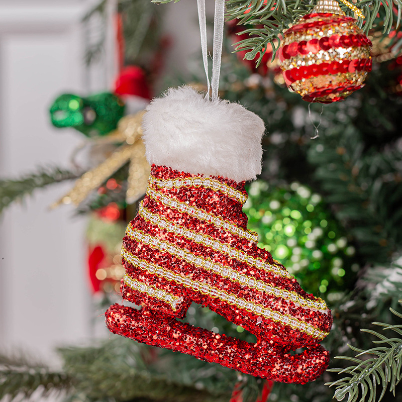 Comercio exterior espuma de Navidad polvo brillante muletas de Navidad sombrero de Navidad decoración de árbol de Navidad colgantes de ventanas vestido al por mayor