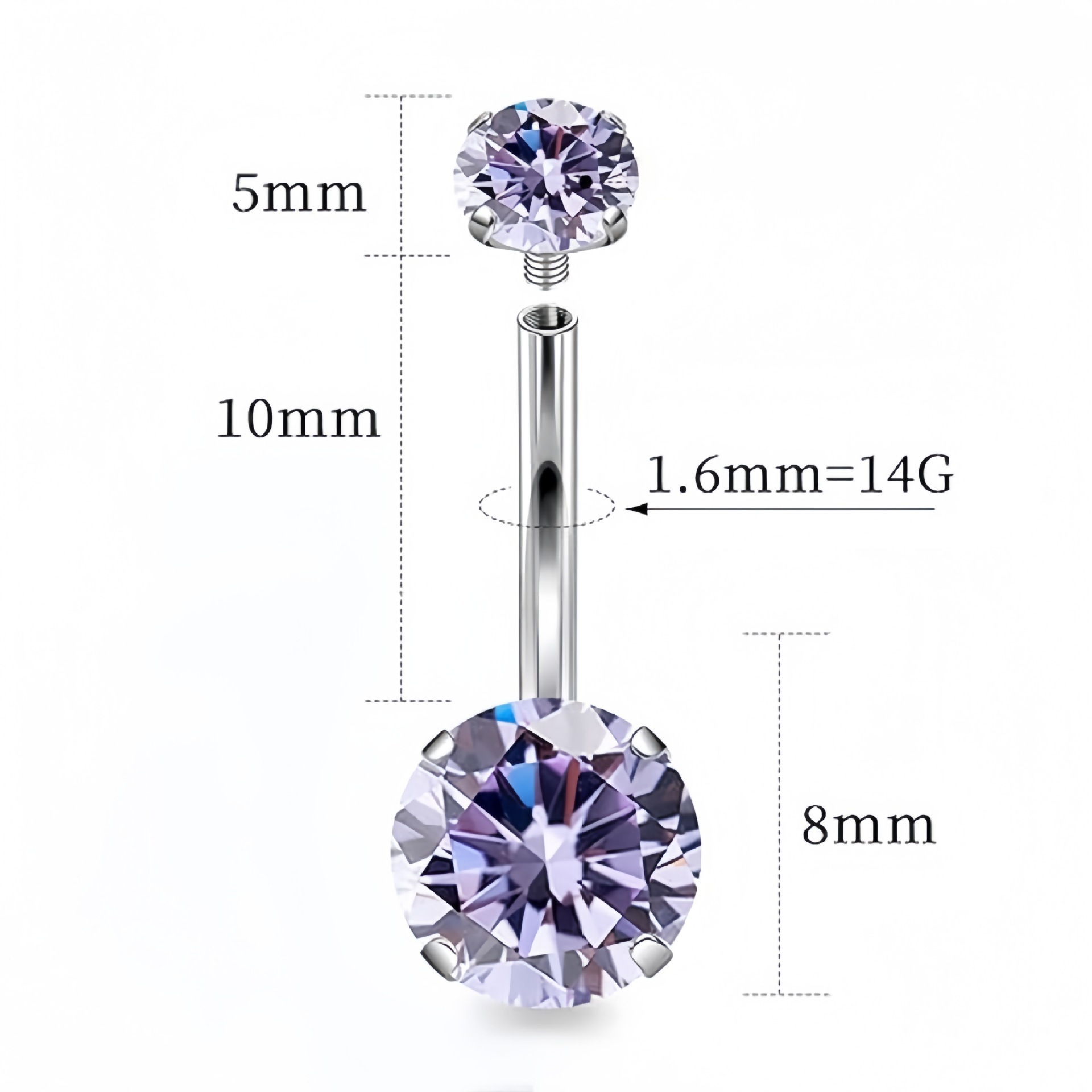 Belly Button Ring European Titanium With Zirconia Stainless Steel_voghion.com