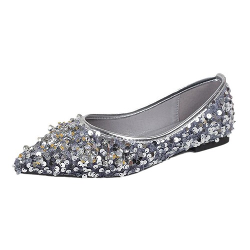 Sharp-tipped water drill temperament French flat anti-slip women's 2025 new early spring late evening shoes plus-size single shoes