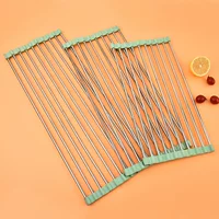 Silicone Foldable Dish Drying Rack with Stainless Steel Rods for Home Kitchen Use - Compact, Durable