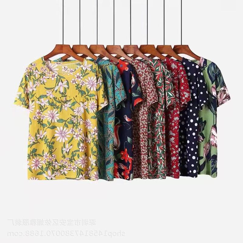 Plus-Size Summer Clothing for Mothers, Middle-Aged and Elderly Women's T-Shirts, Wholesale Grandma's New Short-Sleeve Tops, Market Supply Plus-Size Summer Clothing for Mothers, Middle-Aged and Elderly Women's T-Shirts, Wholesale Grandma's New Short-Sleeve Tops, Market Supply