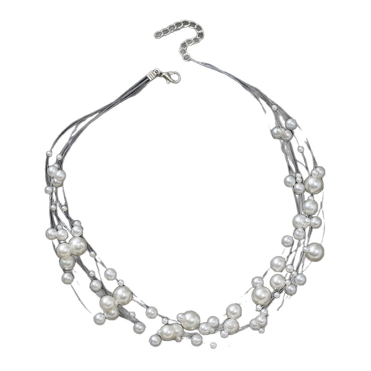Collier ras du cou à plusieurs rangs de perles fantaisie, style pêche, pour femme et mariée_voghion.com