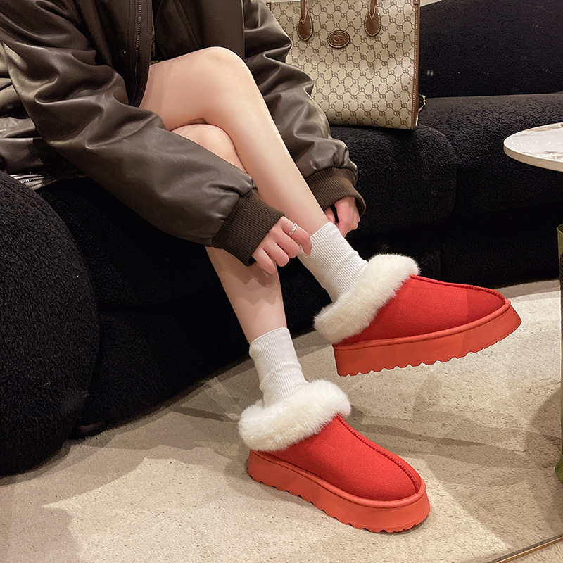 Stivali da neve caldi con suola spessa da donna, pelliccia calda e spessa, scarpe comode e soffici_voghion.com