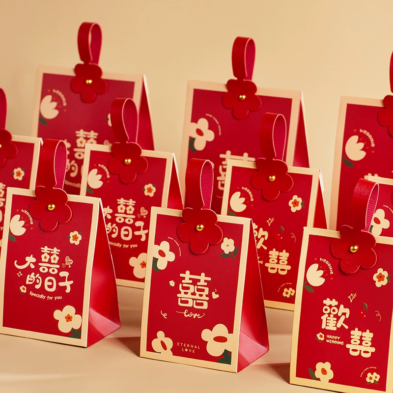 2024 wedding candy box, wedding candy box, Chinese style festive wedding candy bag packaging box, empty box, creative candy box